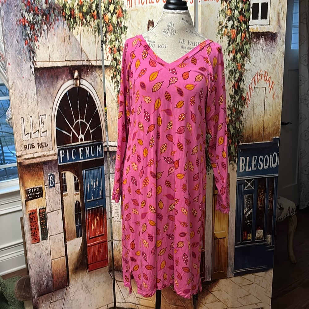 Gudrun Sjoden “Spirit” Jersey Dress, Pink Patterned, Size Medium